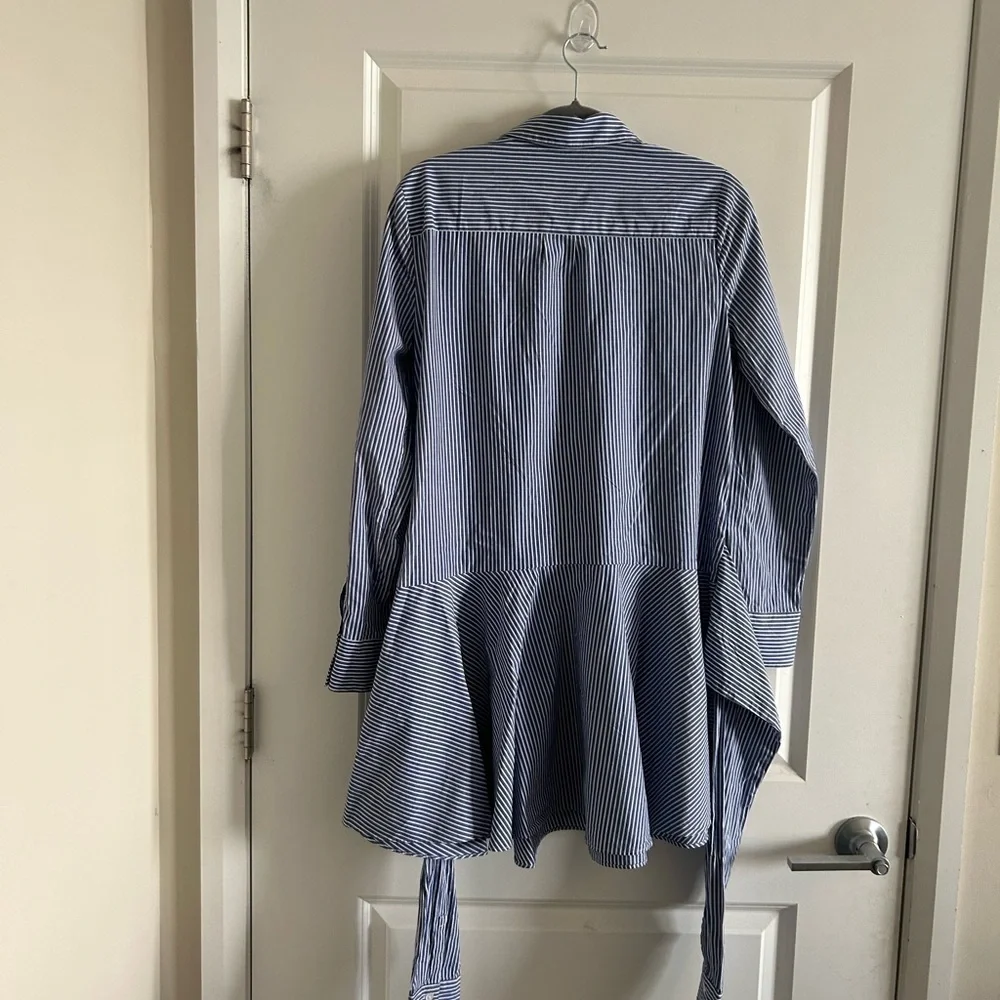 - Derek LAM 10 CROSBY Poplin Shirt Dress Tie Waist 8